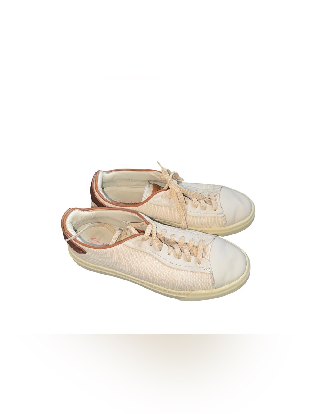Santoni Italian Drum White Woven Canvas Sneaker size 11 men’s